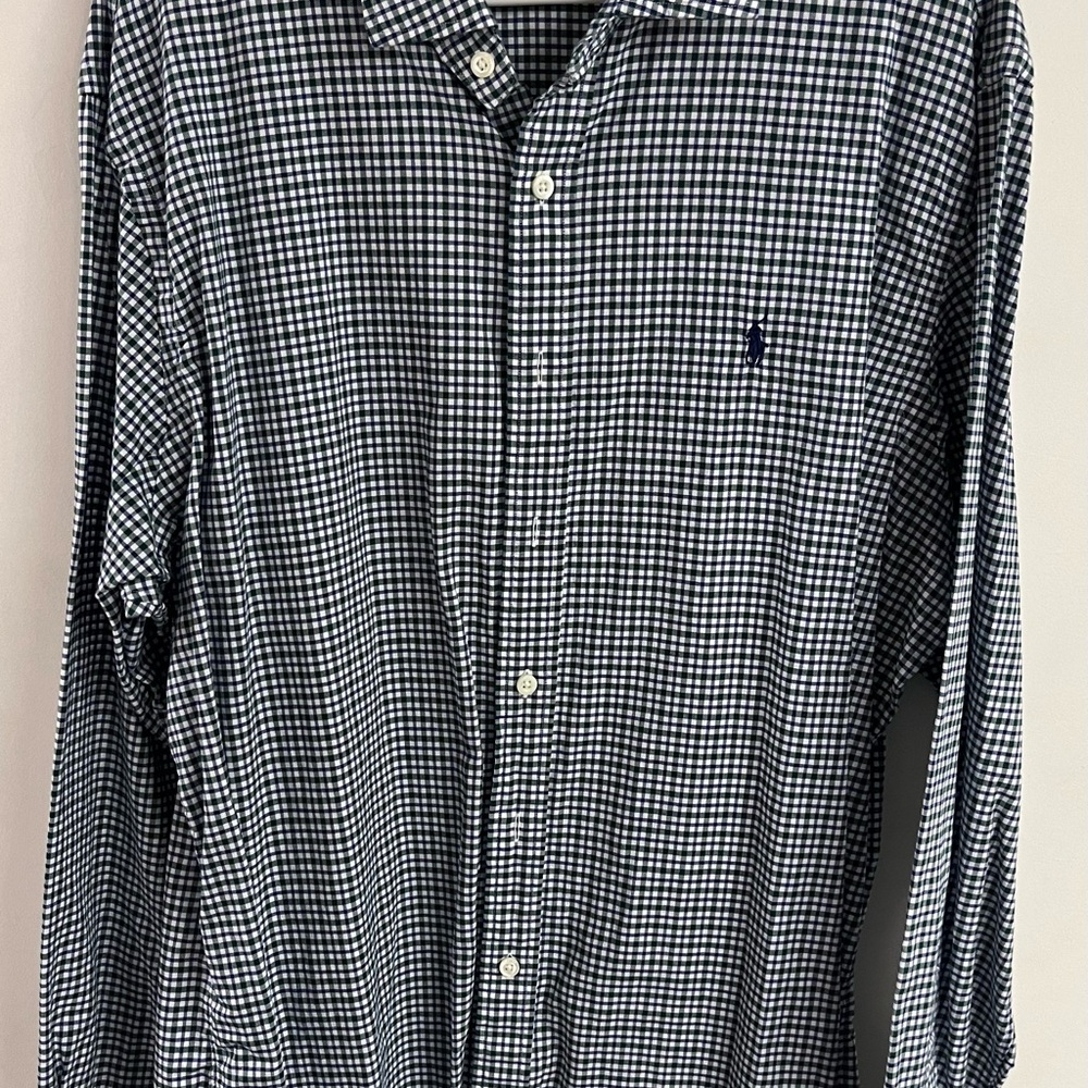 Polo 100% cotton, long sleeve button-down, XXL, slim fit